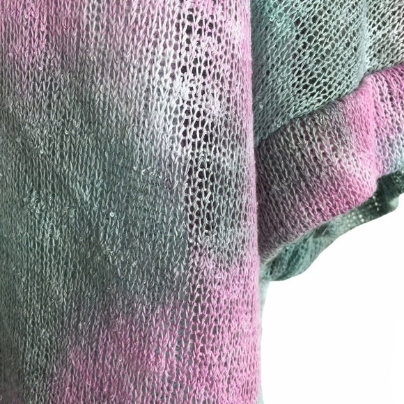FANTASTIC FAWN Sweater Loose Knit Tie Dye Boho Pastel 3/4 Sleeve Size Medium - Picture 10 of 12